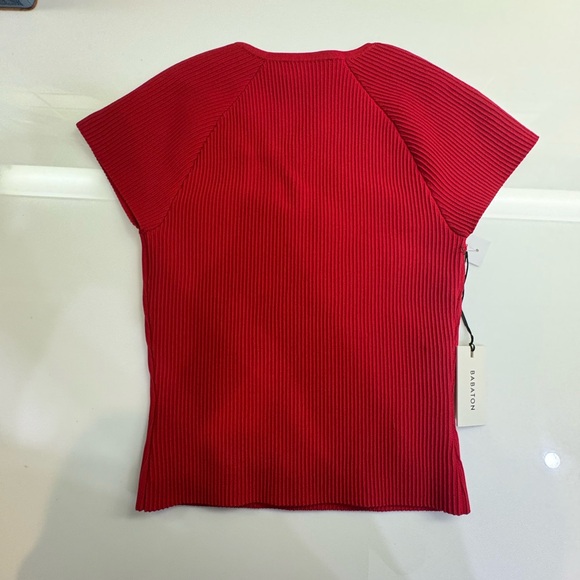 Aritzia - NWT Babaton Red Ribbed Women's Sweetheart Neckline Cap Sleeve Top - Picture 4 of 10